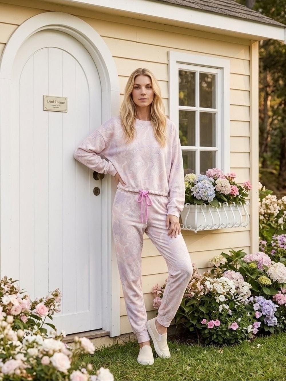 THE UPSIDE Pink/Purple Marble Swirl Organic 100% Cotton Track Pants Size S